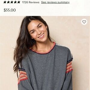 NATURAL LIFE Gray Sweater with Colorful Accents